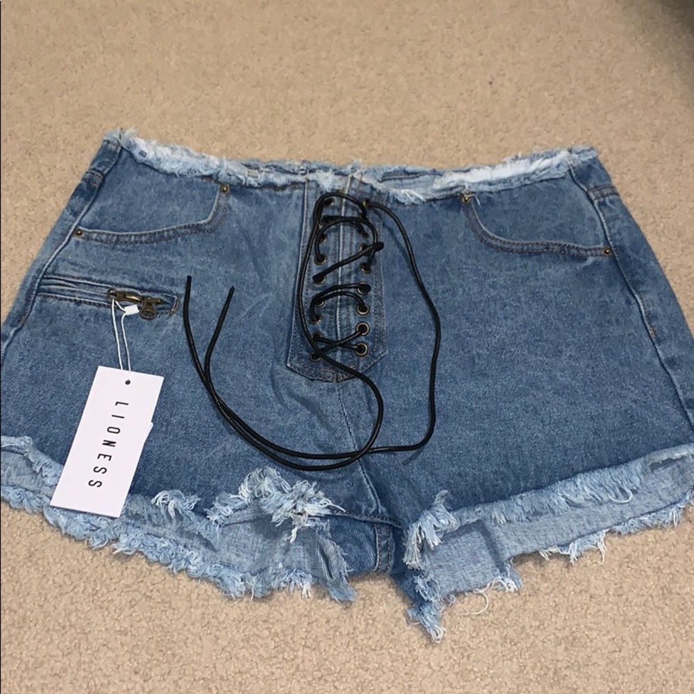 Lace Up Jean Shorts
